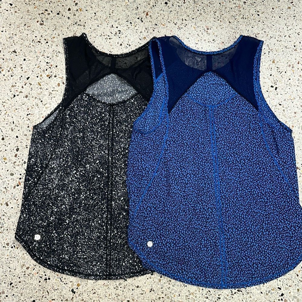 lululemon athletica Black and Blue Tank Tops